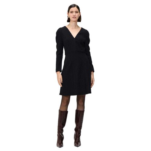 Veronika Maine Stretch Jacquard V Neck Short Dress